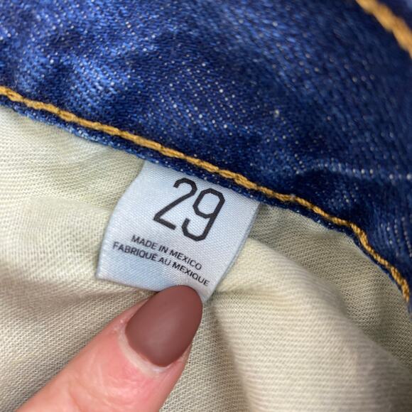 BDG Urban Outfitters Dark Blue High Rise Cut Off Distressed Jean Shorts Size 29 - Picture 8 of 10